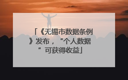 《无锡市数据条例》发布，“个人数据”可获得收益