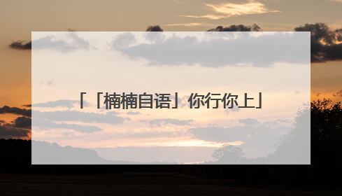 「楠楠自语」你行你上