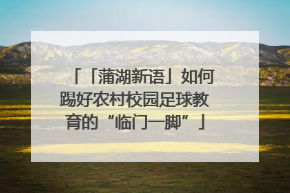 「蒲湖新语」如何踢好农村校园足球教育的“临门一脚”