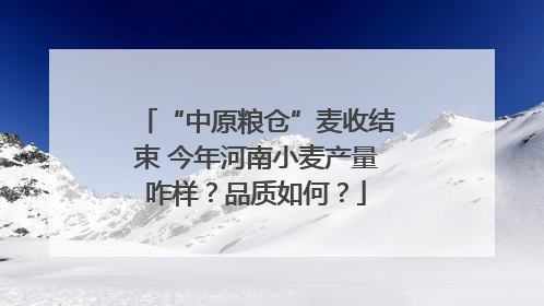 “中原粮仓”麦收结束 今年河南小麦产量咋样？品质如何？