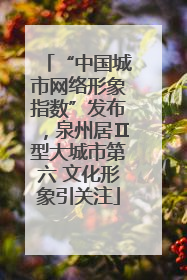 “中国城市网络形象指数”发布，泉州居Ⅱ型大城市第六 文化形象引关注
