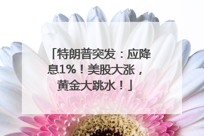 特朗普突发：应降息1%！美股大涨，黄金大跳水！