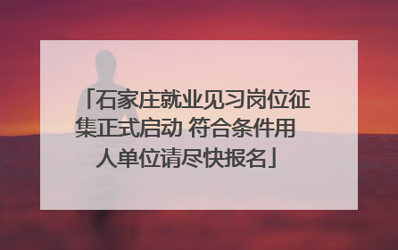 石家庄就业见习岗位征集正式启动 符合条件用人单位请尽快报名