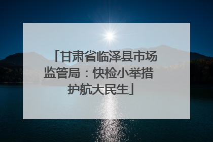 甘肃省临泽县市场监管局：快检小举措 护航大民生