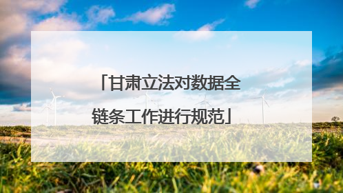 甘肃立法对数据全链条工作进行规范