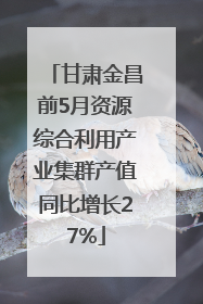 甘肃金昌前5月资源综合利用产业集群产值同比增长27%