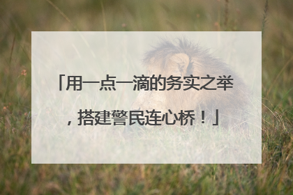用一点一滴的务实之举，搭建警民连心桥！