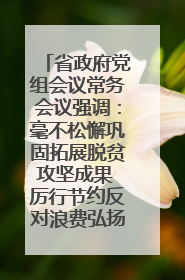 省政府党组会议常务会议强调：毫不松懈巩固拓展脱贫攻坚成果 厉行节约反对浪费弘扬优良作风