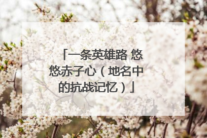 一条英雄路 悠悠赤子心（地名中的抗战记忆）