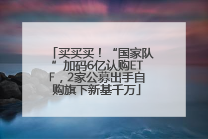 买买买！“国家队”加码6亿认购ETF，2家公募出手自购旗下新基千万