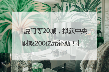 厦门等20城，拟获中央财政200亿元补助！