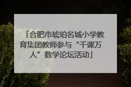 合肥市琥珀名城小学教育集团教师参与“千课万人”数学论坛活动