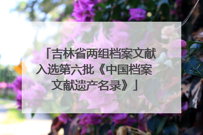 吉林省两组档案文献入选第六批《中国档案文献遗产名录》