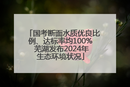 国考断面水质优良比例、达标率均100% 芜湖发布2024年生态环境状况