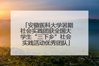 安徽医科大学暑期社会实践团获全国大学生“三下乡”社会实践活动优秀团队