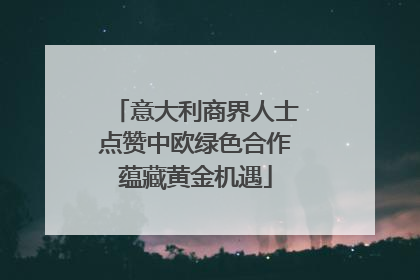 意大利商界人士点赞中欧绿色合作蕴藏黄金机遇