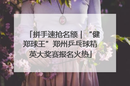 拼手速抢名额｜“健郑球王”郑州乒乓球精英大奖赛报名火热
