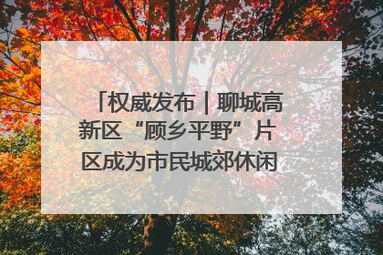 权威发布｜聊城高新区“顾乡平野”片区成为市民城郊休闲全新目的地