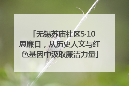 无锡苏庙社区5·10思廉日，从历史人文与红色基因中汲取廉洁力量
