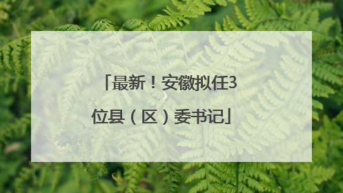 最新！安徽拟任3位县（区）委书记