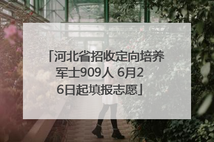 河北省招收定向培养军士909人 6月26日起填报志愿