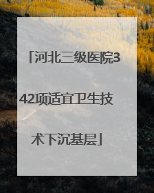 河北三级医院342项适宜卫生技术下沉基层