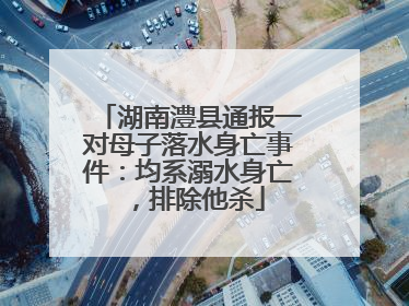 湖南澧县通报一对母子落水身亡事件：均系溺水身亡，排除他杀