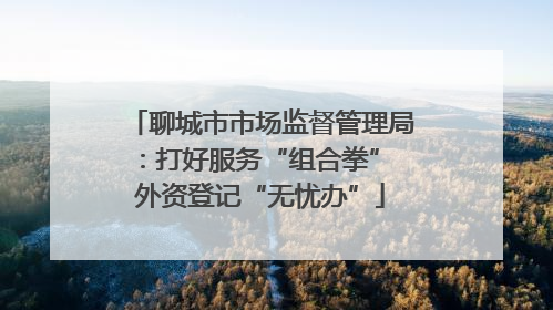 聊城市市场监督管理局：打好服务“组合拳” 外资登记“无忧办”