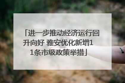 进一步推动经济运行回升向好 雅安优化新增11条市级政策举措