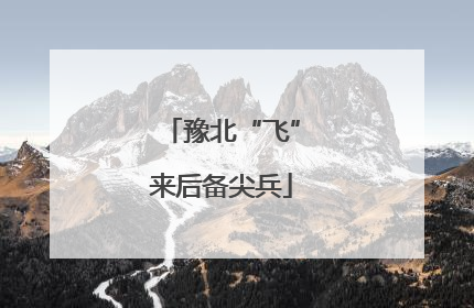 豫北“飞”来后备尖兵