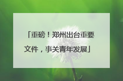 重磅！郑州出台重要文件，事关青年发展