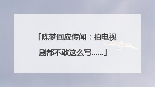 陈梦回应传闻：拍电视剧都不敢这么写……