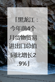 黑龙江：今年前4个月货物贸易进出口总值同比增长2.9%
