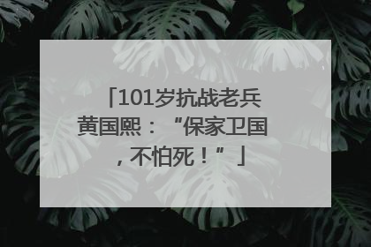 101岁抗战老兵黄国熙：“保家卫国，不怕死！”